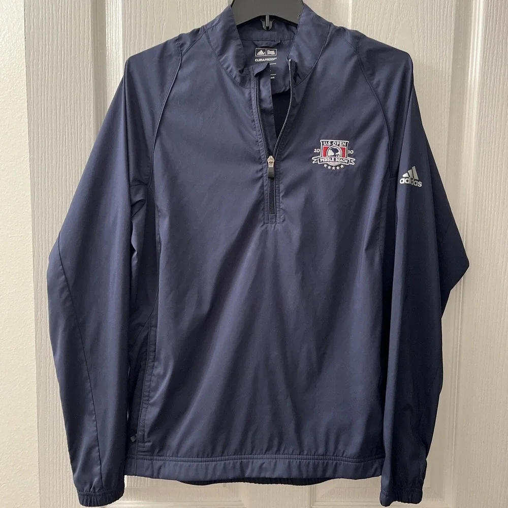 Adidas Jacket 2010 US Open Pebble Beach Mens Small Windbreaker‎ Navy Blue